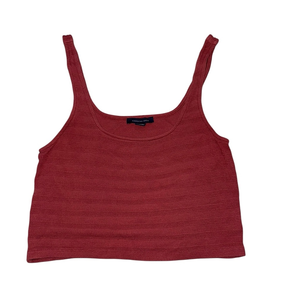 American Eagle Outfitters Textured Red Cropped Tank Top Size Medium